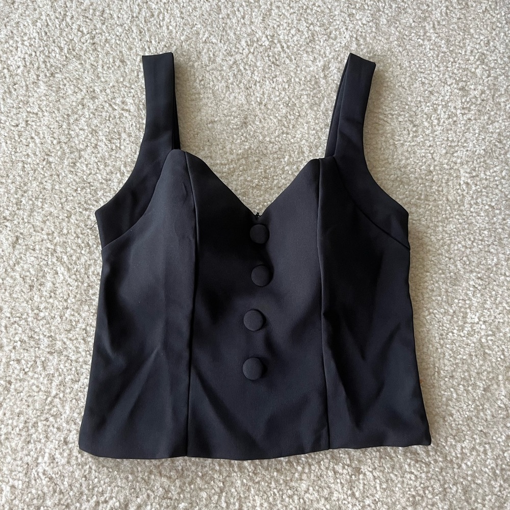 K Thanaporn - Black Corset-Like Top W/ Straps, Zipper Back, Coquette, Y2K